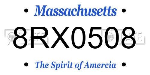 8RX0508 Massachusetts License Plate