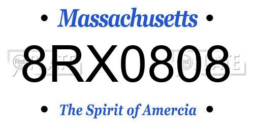 8RX0808 Massachusetts License Plate