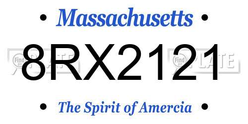 8RX2121 Massachusetts License Plate