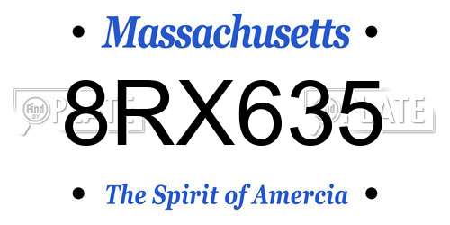 8RX635 Massachusetts License Plate