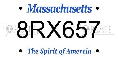 8RX657 Massachusetts License Plate