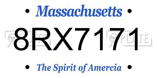 8RX7171 Massachusetts License Plate