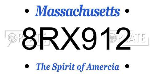8RX912 Massachusetts License Plate