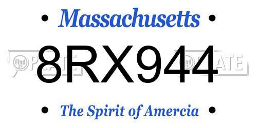 8RX944 Massachusetts License Plate