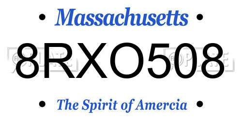 8RXO508 Massachusetts License Plate