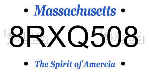 8RXQ508 Massachusetts License Plate