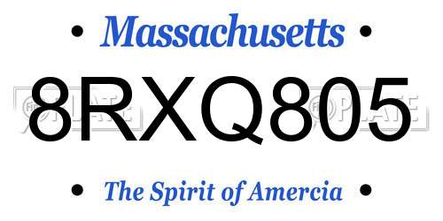 8RXQ805 Massachusetts License Plate
