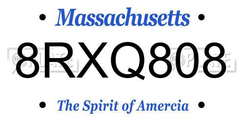 8RXQ808 Massachusetts License Plate