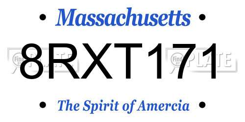 8RXT171 Massachusetts License Plate