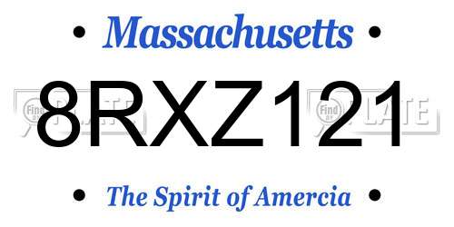 8RXZ121 Massachusetts License Plate