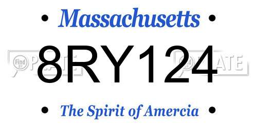 8RY124 Massachusetts License Plate