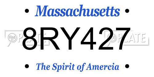 8RY427 Massachusetts License Plate