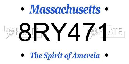 8RY471 Massachusetts License Plate