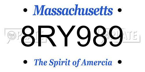 8RY989 Massachusetts License Plate