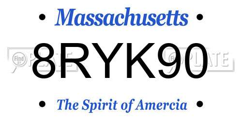 8RYK90 Massachusetts License Plate