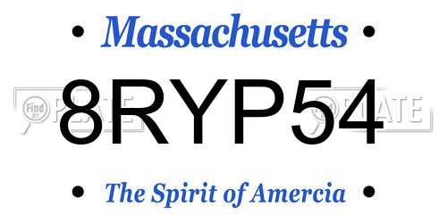 8RYP54 Massachusetts License Plate