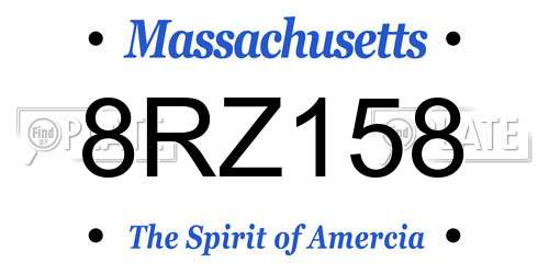 8RZ158 Massachusetts License Plate