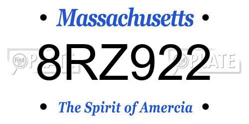 8RZ922 Massachusetts License Plate