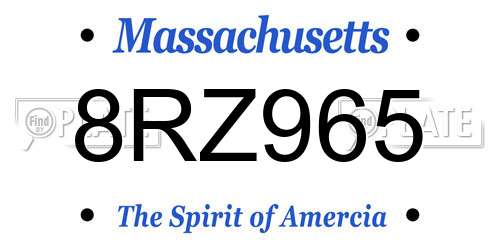 8RZ965 Massachusetts License Plate