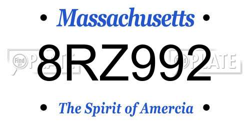 8RZ992 Massachusetts License Plate