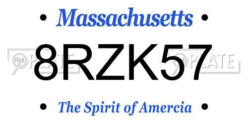 8RZK57 Massachusetts License Plate
