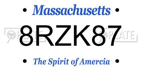 8RZK87 Massachusetts License Plate