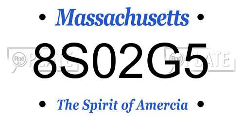 8S02G5 Massachusetts License Plate