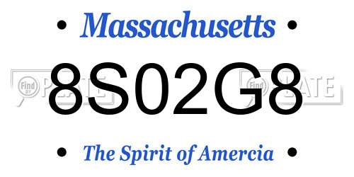 8S02G8 Massachusetts License Plate