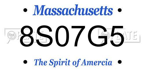 8S07G5 Massachusetts License Plate