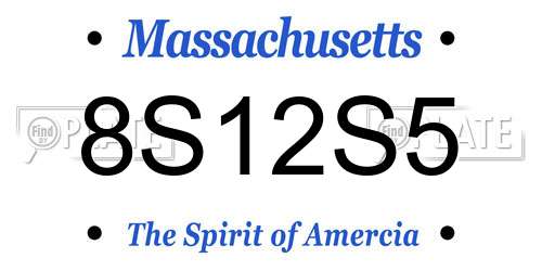 8S12S5 Massachusetts License Plate