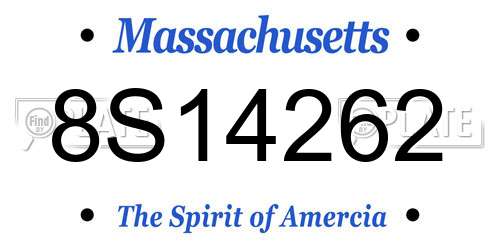 8S14262 Massachusetts License Plate