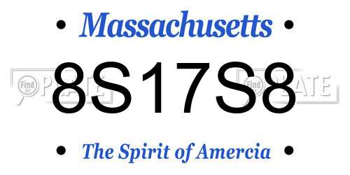 8S17S8 Massachusetts License Plate