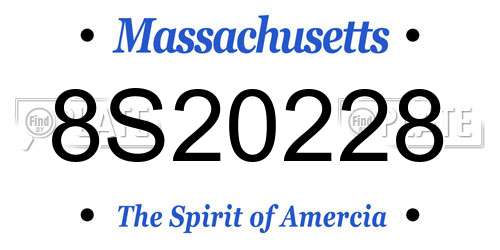 8S20228 Massachusetts License Plate