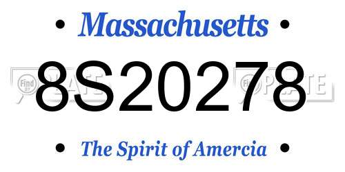 8S20278 Massachusetts License Plate