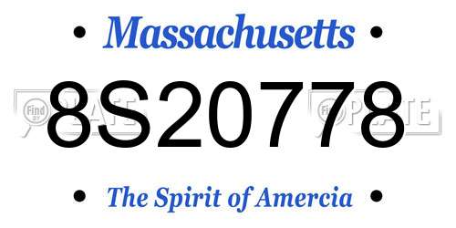 8S20778 Massachusetts License Plate