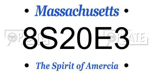 8S20E3 Massachusetts License Plate