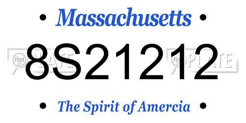 8S21212 Massachusetts License Plate