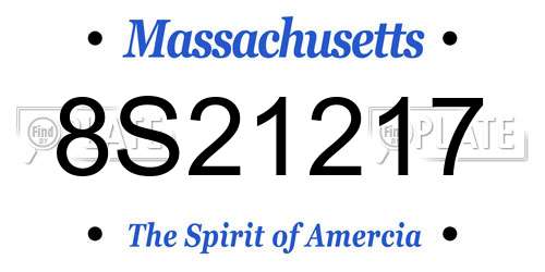 8S21217 Massachusetts License Plate