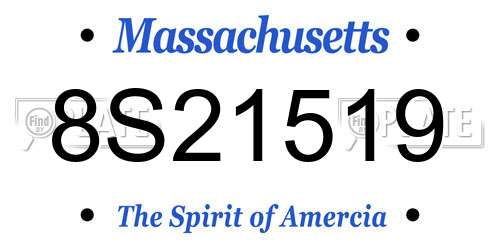 8S21519 Massachusetts License Plate