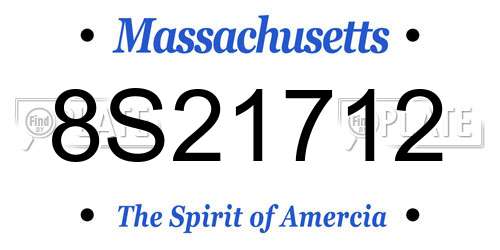 8S21712 Massachusetts License Plate