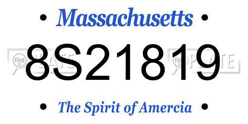8S21819 Massachusetts License Plate