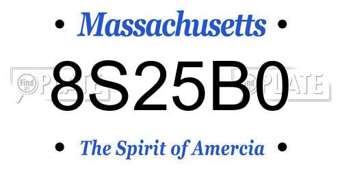 8S25B0 Massachusetts License Plate