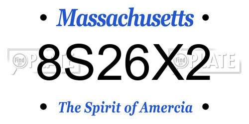 8S26X2 Massachusetts License Plate