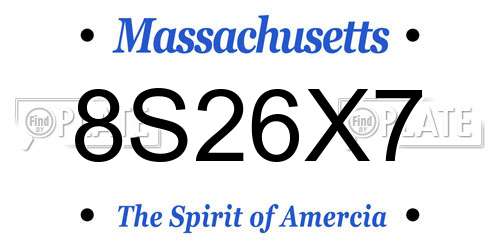8S26X7 Massachusetts License Plate