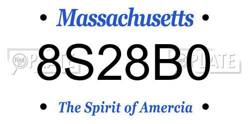 8S28B0 Massachusetts License Plate