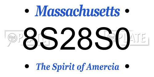 8S28S0 Massachusetts License Plate