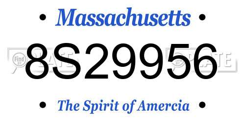 8S29956 Massachusetts License Plate