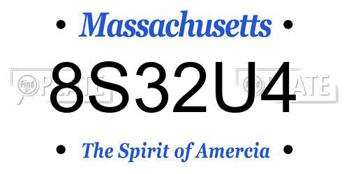 8S32U4 Massachusetts License Plate