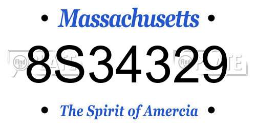 8S34329 Massachusetts License Plate