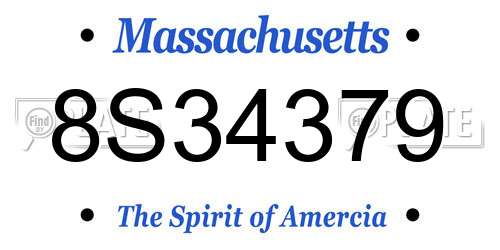 8S34379 Massachusetts License Plate